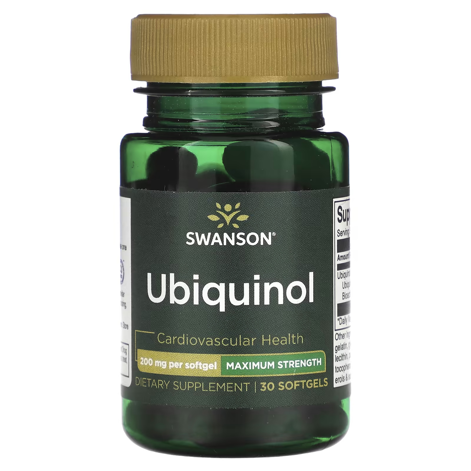 Убихинол Swanson 200 мг максимальной силы, 30 мягких таблеток omega 3 максимальной силы enzymedica aqua biome лимон 60 мягких таблеток