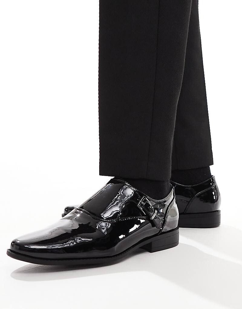 

Черные лакированные туфли-монки ASOS DESIGN