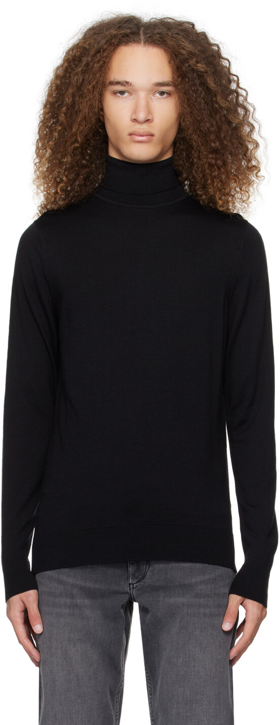 

Черная водолазка с подкладкой Sunspel, цвет Black