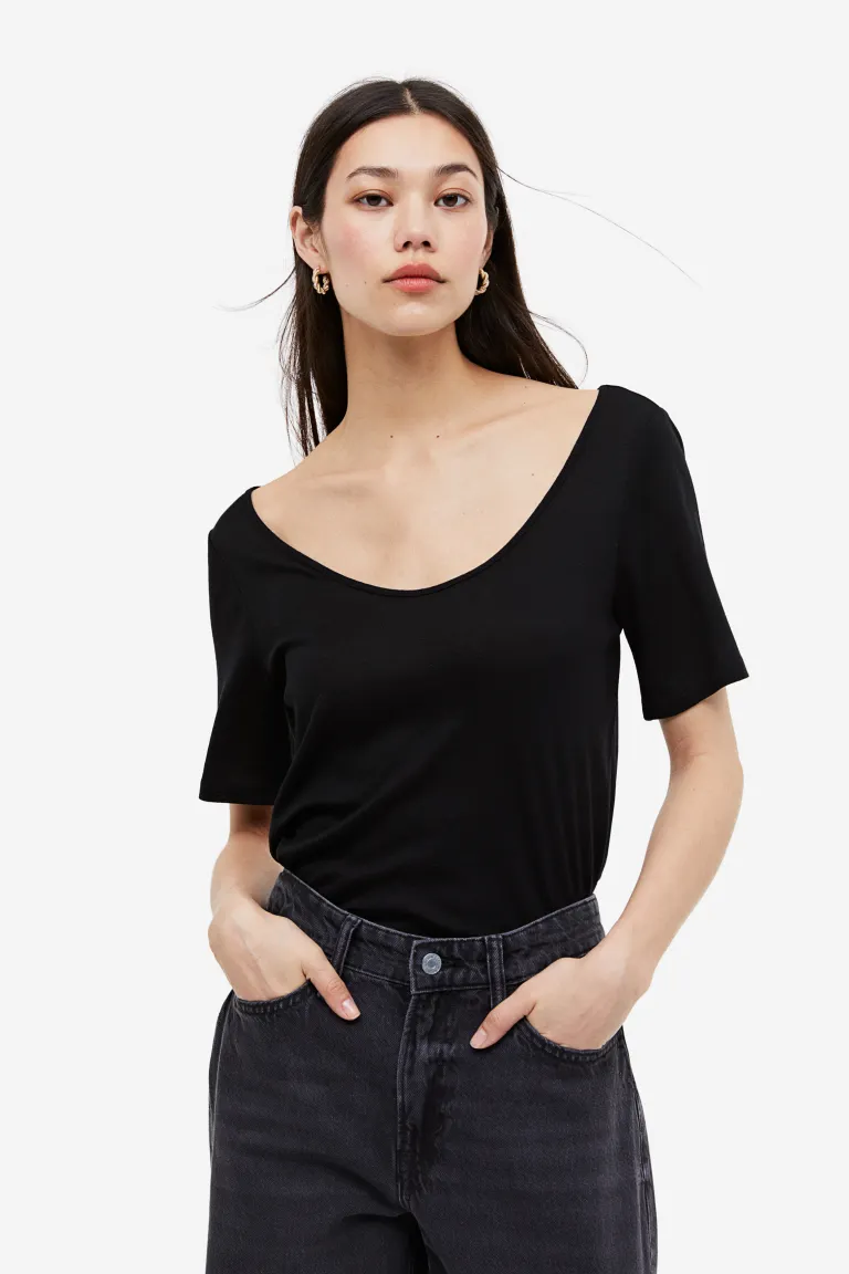 

Лиоцелловая футболка H&M, черный