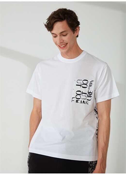 

Белая мужская футболка с круглым вырезом Versace Jeans Couture, Белый