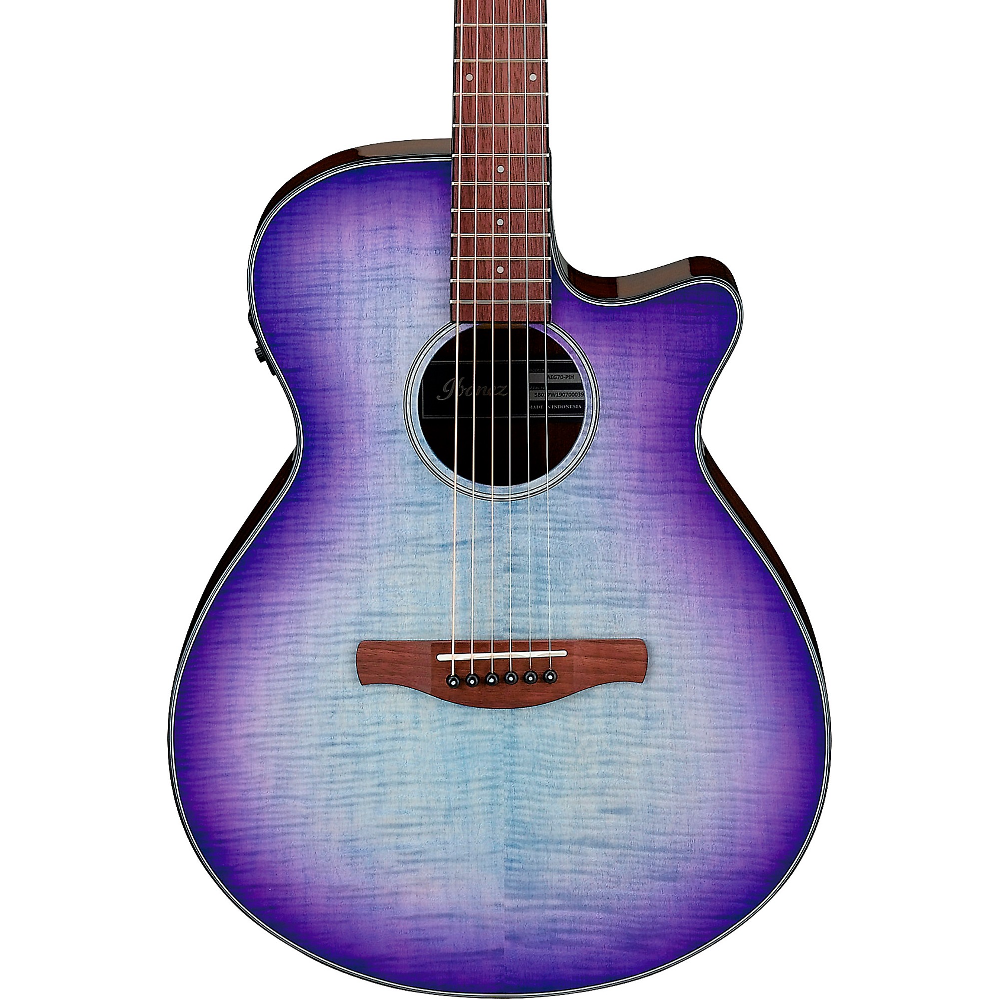 Акустически-электрическая гитара Ibanez AEG70 Flamed Maple Top Grand Concert Purple Iris Burst