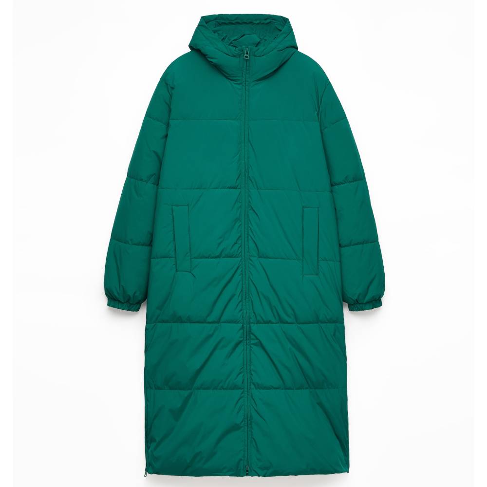 Куртка удлиненная Oysho Primaloft Water-repellent Padded, зеленый куртка бомбер oysho padded shoulders кремовый