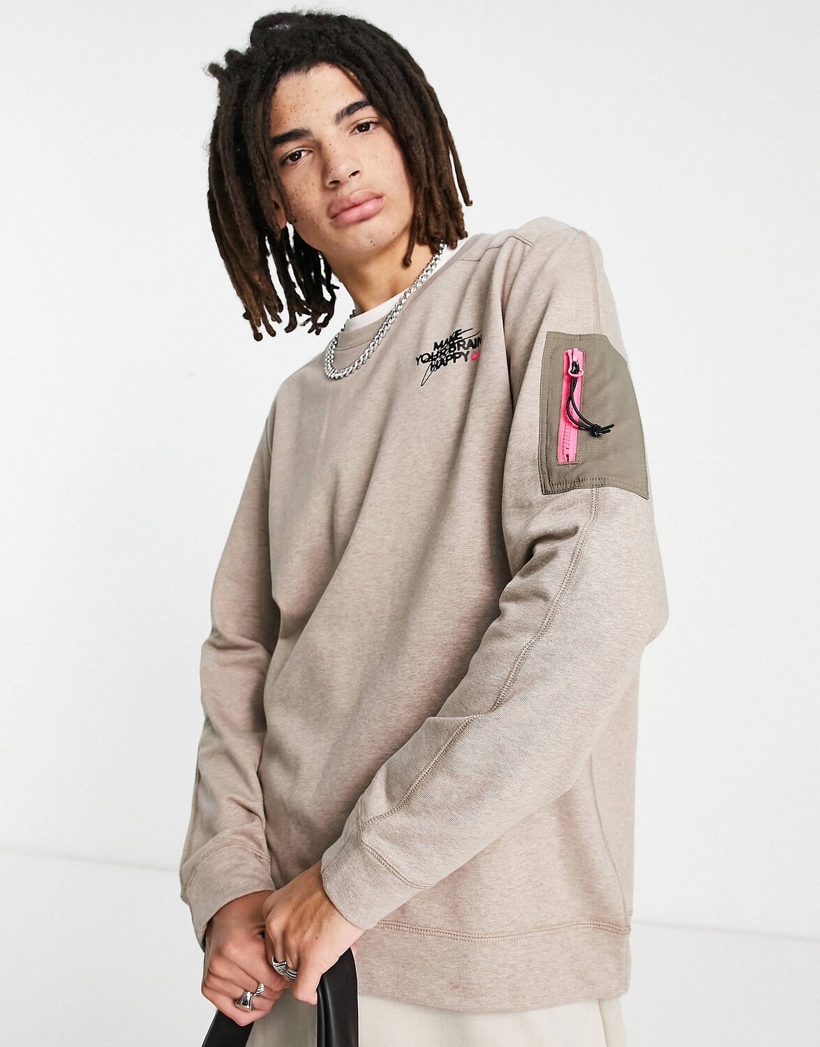 

Серый флисовый свитер с круглым вырезом Nike Training DYE Dri-FIT
