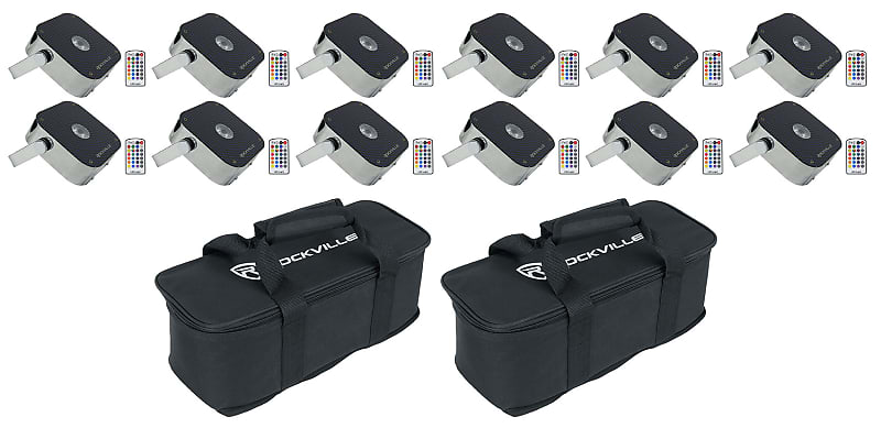 Комплект Rockville MINI RF1 RGBWA + UV DJ / Party Wash Lights + беспроводной контроллер DMX + сумки MINI RF1 + Rockforce W2 + MINI RF BAG