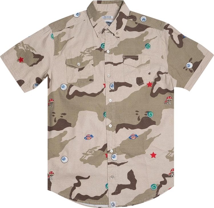 Рубашка Billionaire Boys Club All Seeing Woven Shirt 'Camo/Smoke', зеленый - фото