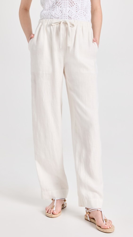 

Брюки Vince Mid Waist Tie Front Pull On, белый