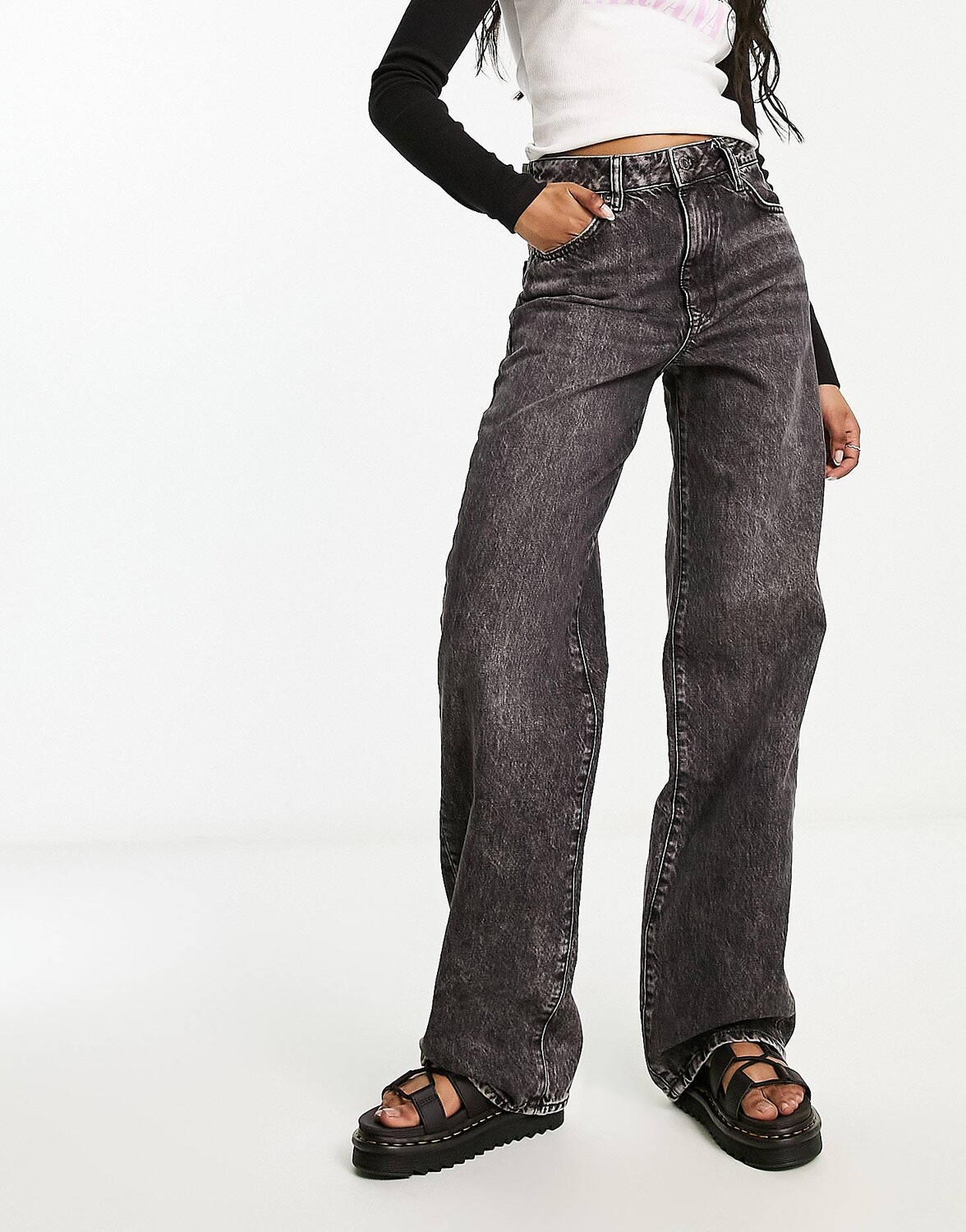 

Джинсы Superdry Vintage Wide Denim, темно-серый