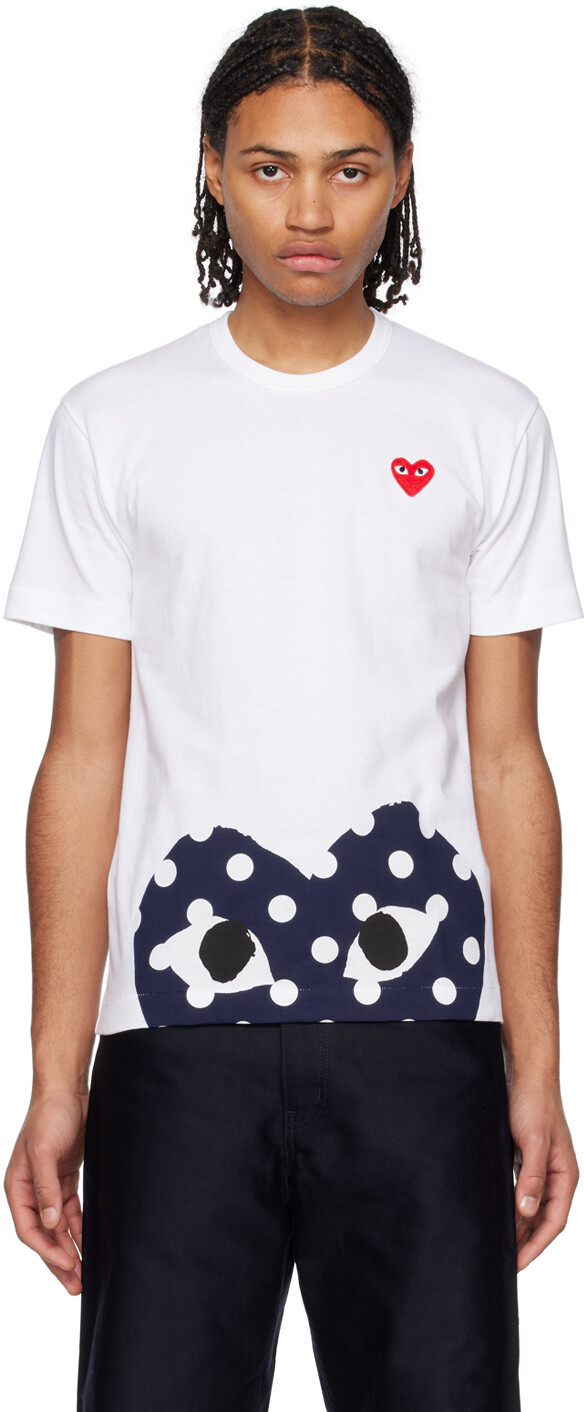 

Белая футболка в горошек Comme des Garçons Play, Белый