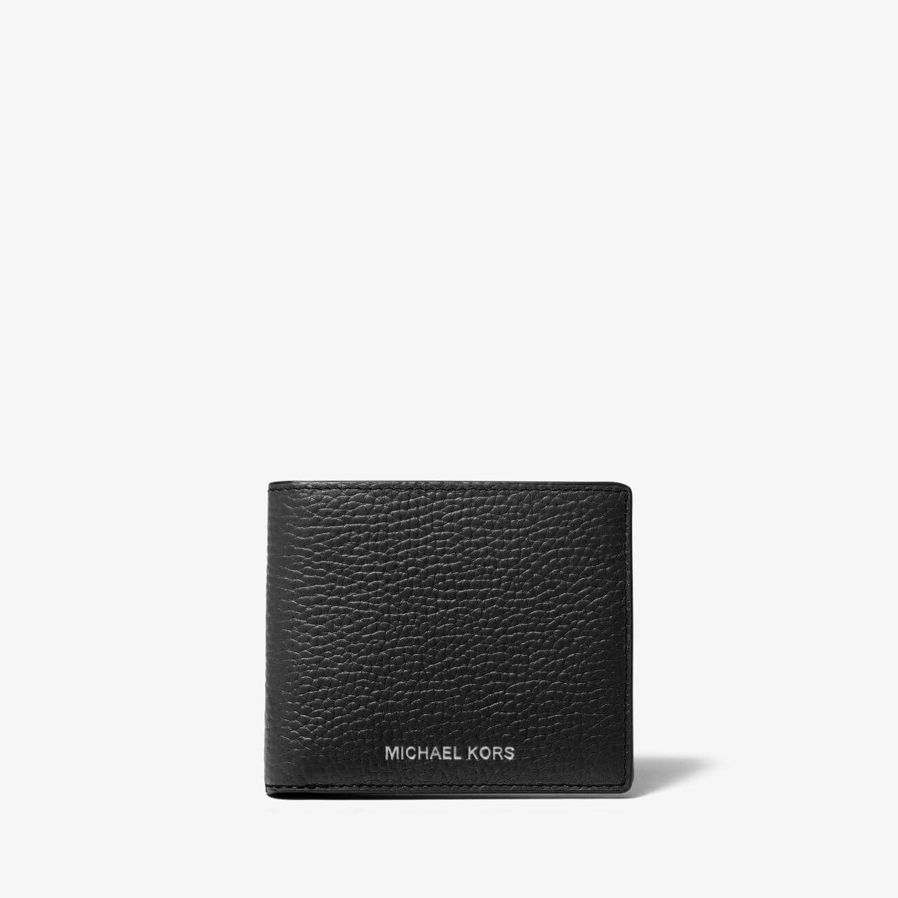 Кошелек Michael Kors Hudson Pebbled Leather Slim Billfold, черный органайзер планировщик формата a6 с карманами для банковских карт конвертами для наличных бюджетными листами и стикерами