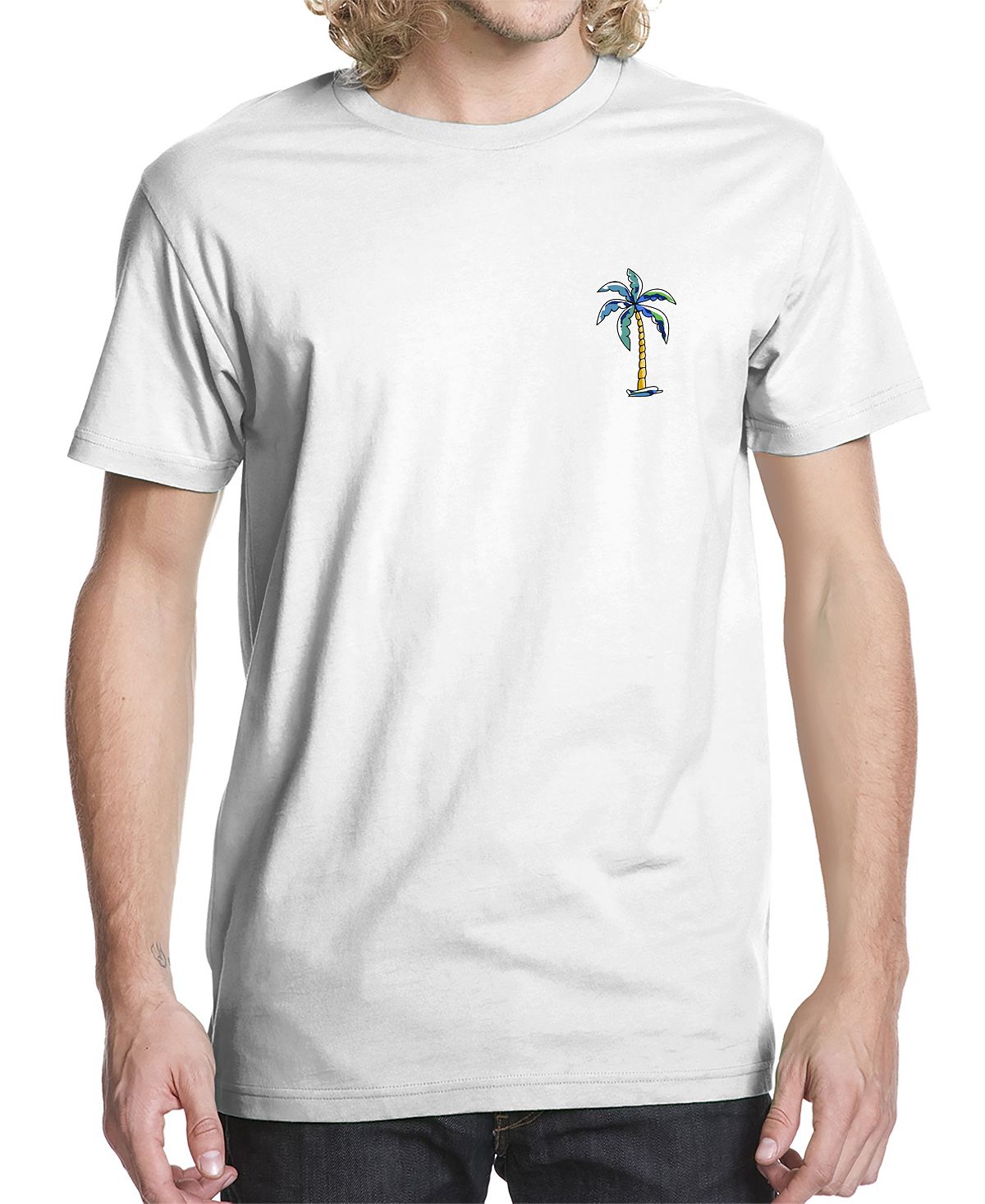 Мужская футболка с рисунком ocean palms Buzz Shirts, белый