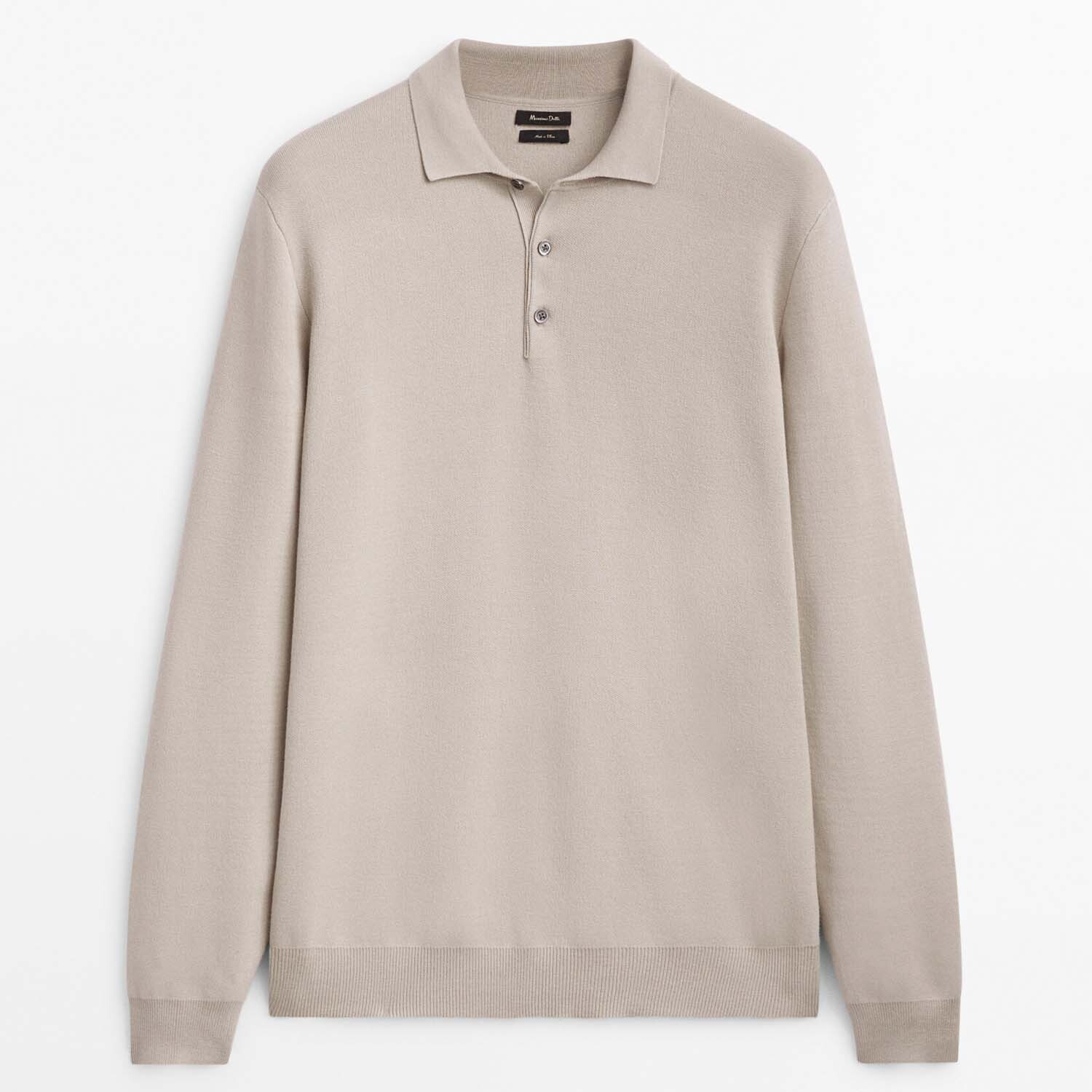 

Свитер Massimo Dutti Comfort Polo Collar Knit, светло-коричневый