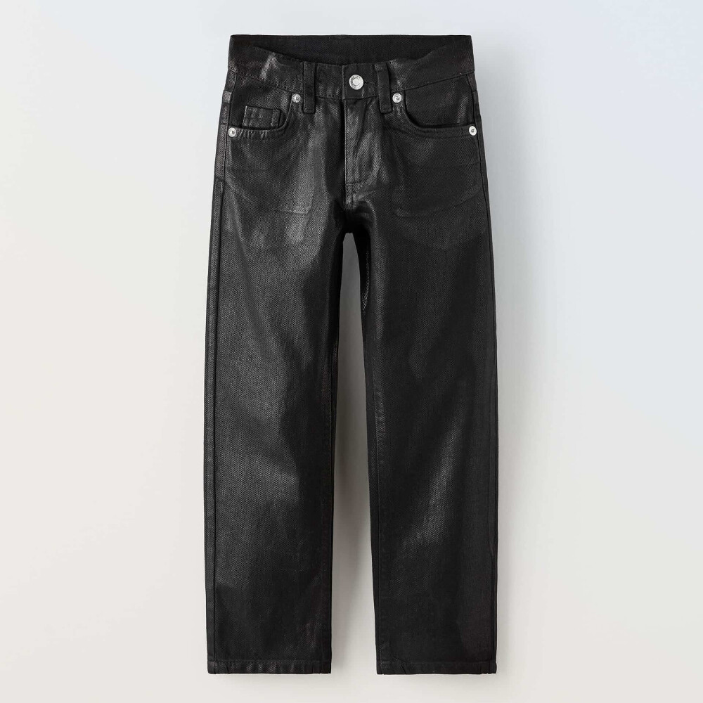 

Джинсы для девочки Zara Waxed Denim, черный