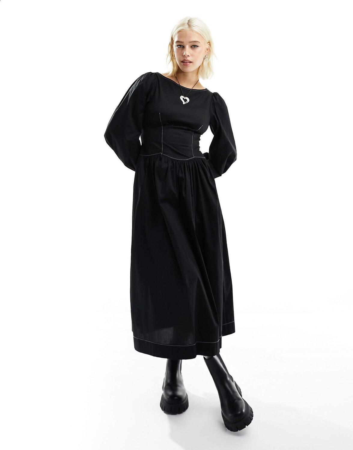 

Платье Collusion Cotton Corset Maxi With Contrast Stitch, черный