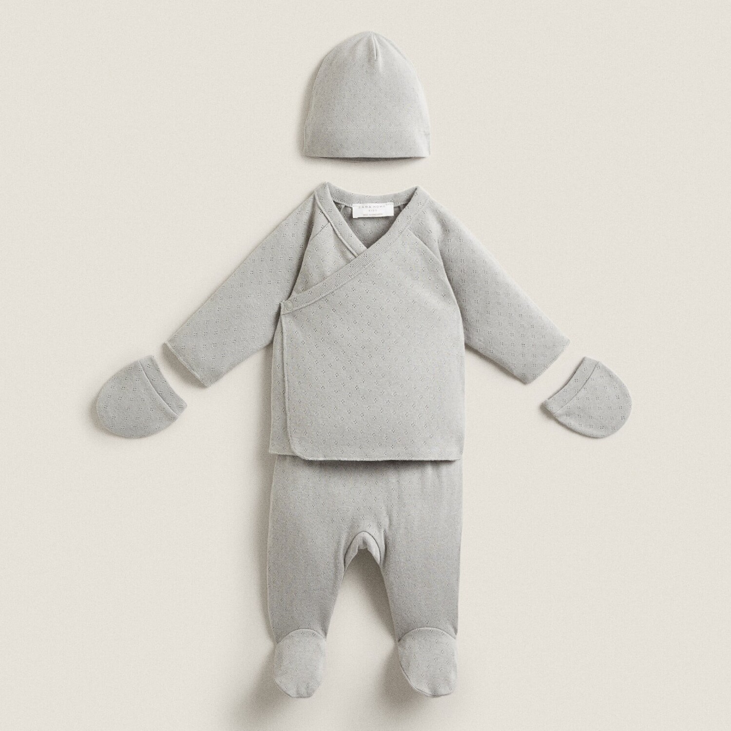 

Комплект одежды Zara Home Openwork Newborn, 3 предмета, серый