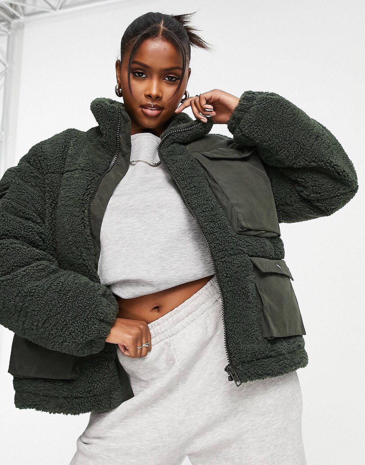 

Стеганая куртка ASOS 4505 borg с карманами