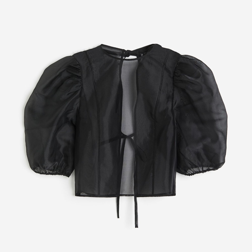

Блузка H&M Puff-sleeved Organza, черный
