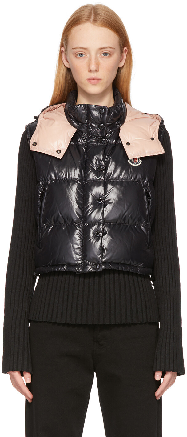 

Черно-розовый пуховик Alpiste Short Moncler, Черный