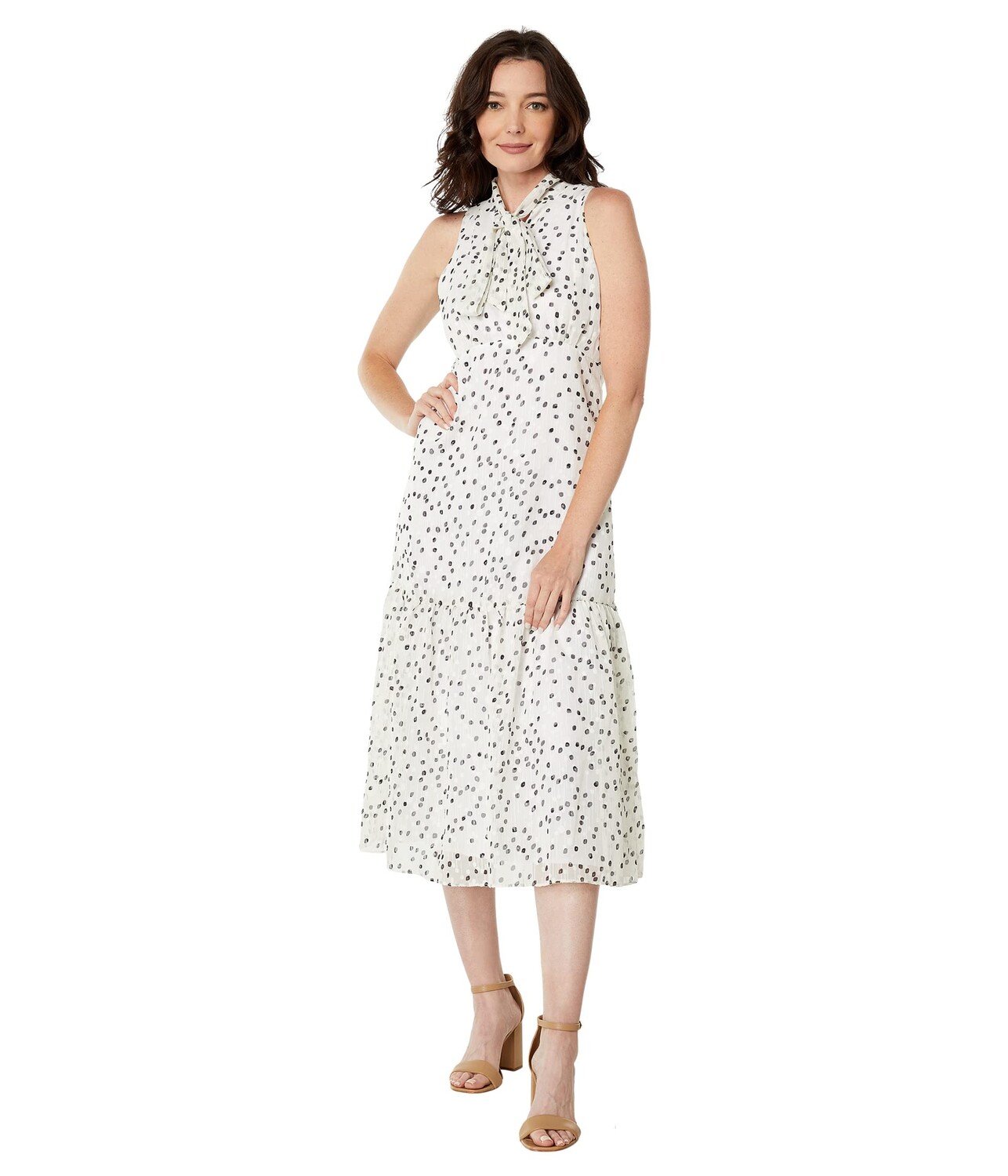 

Платье Maggy London, Sleeveless Clip Dot Midi Dress
