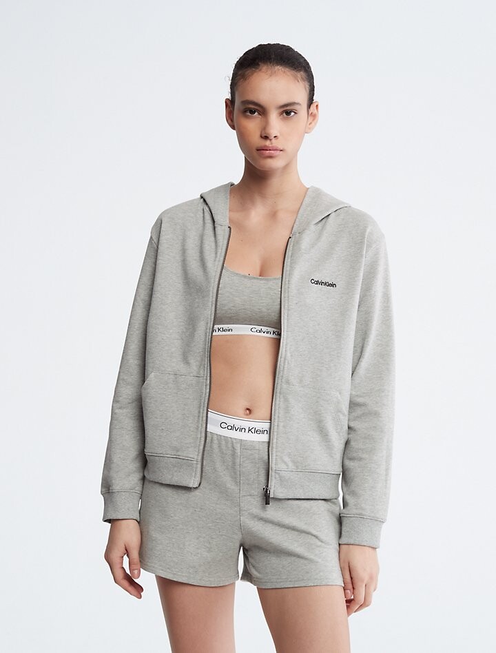 

Толстовка с капюшоном на молнии Modern Cotton Lounge Calvin Klein, серый