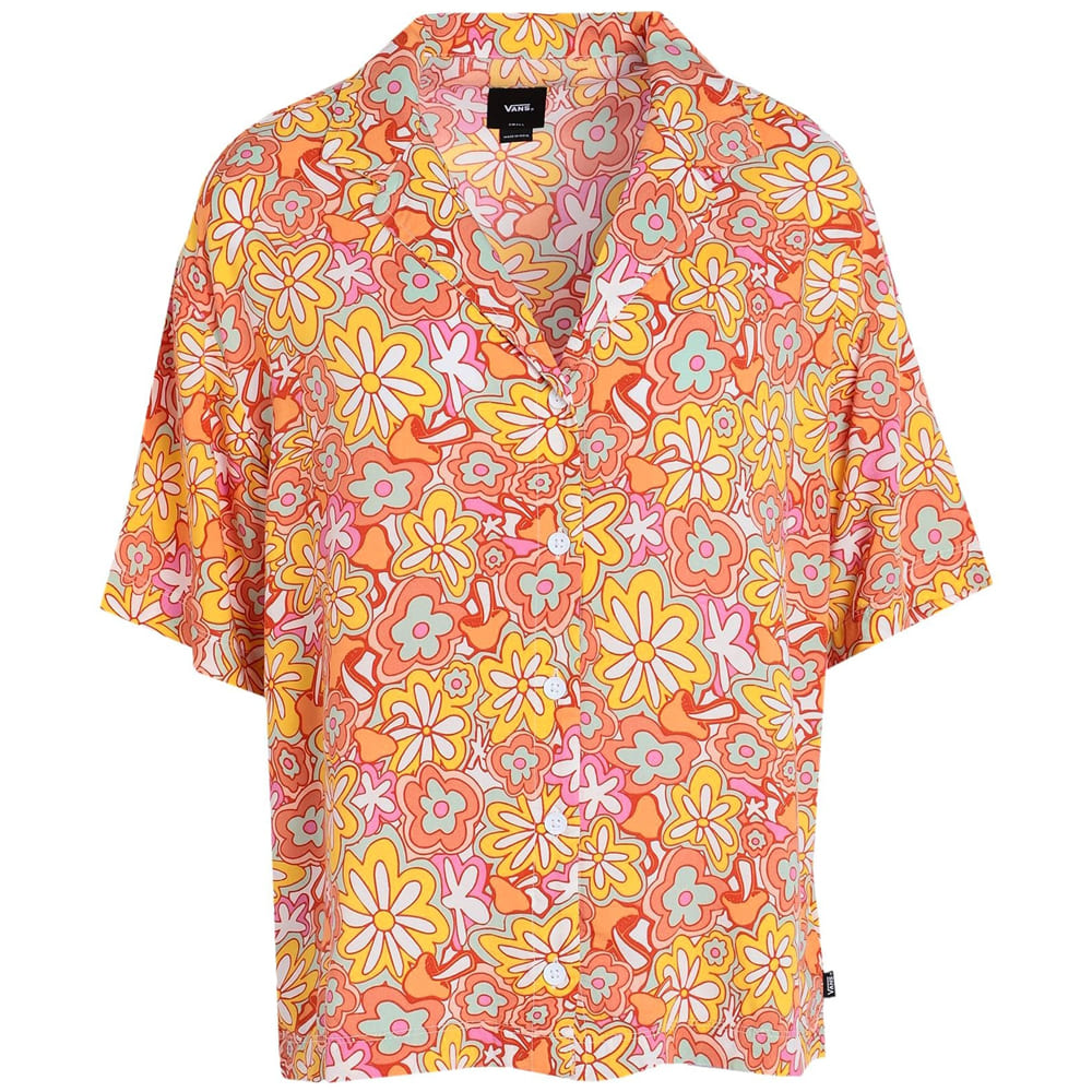 Рубашка Vans Resort Floral Ss Woven, оранжевый полосатая рубашка женская летняя новая модная брендовая шифоновая рубашка с коротким рукавом свободная и тонкая клетчатая рубашка мален