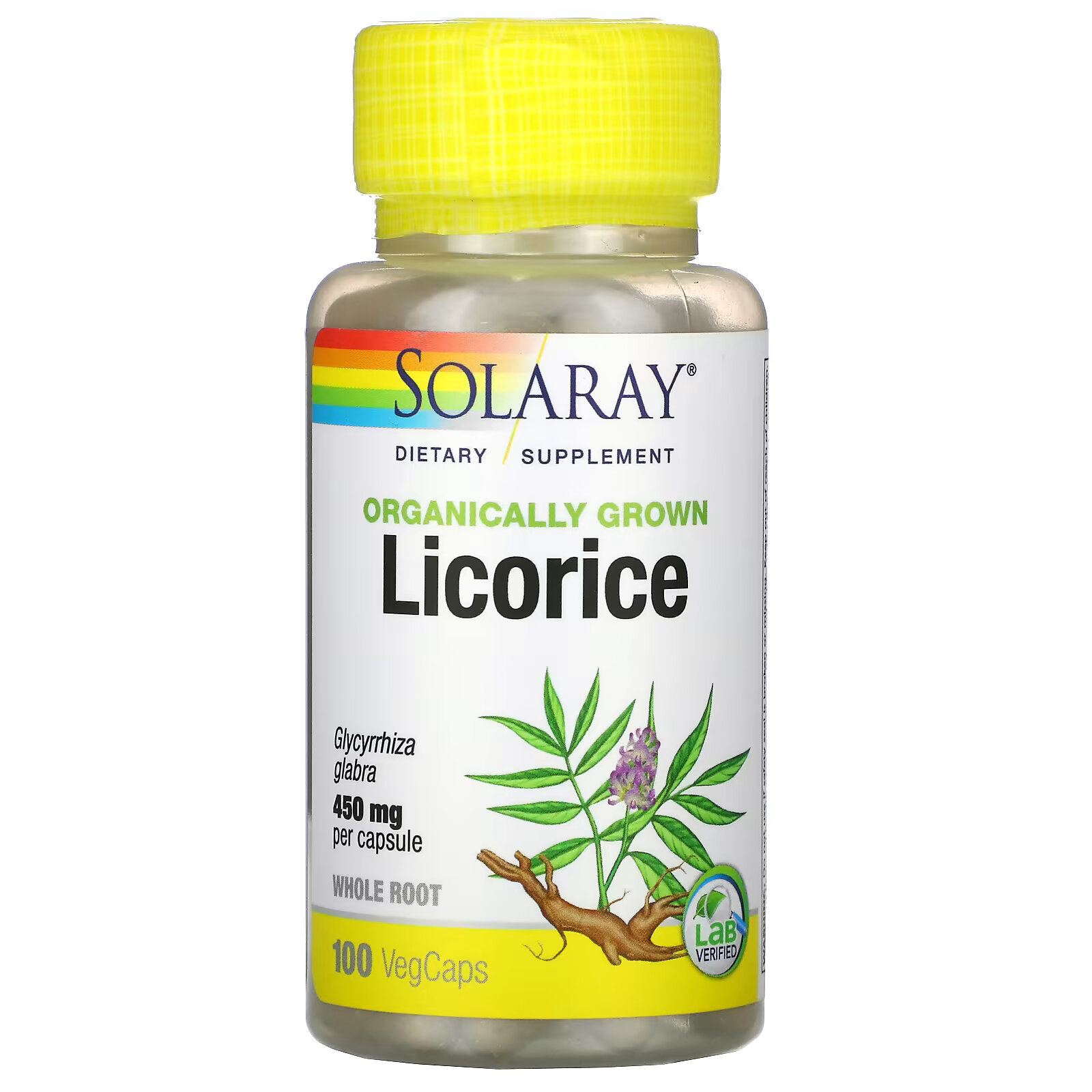 Solaray, Органически выращенная солодка, 450 мг, 100 растительных капсул seagate лимон 450 мг 100 растительных капсул
