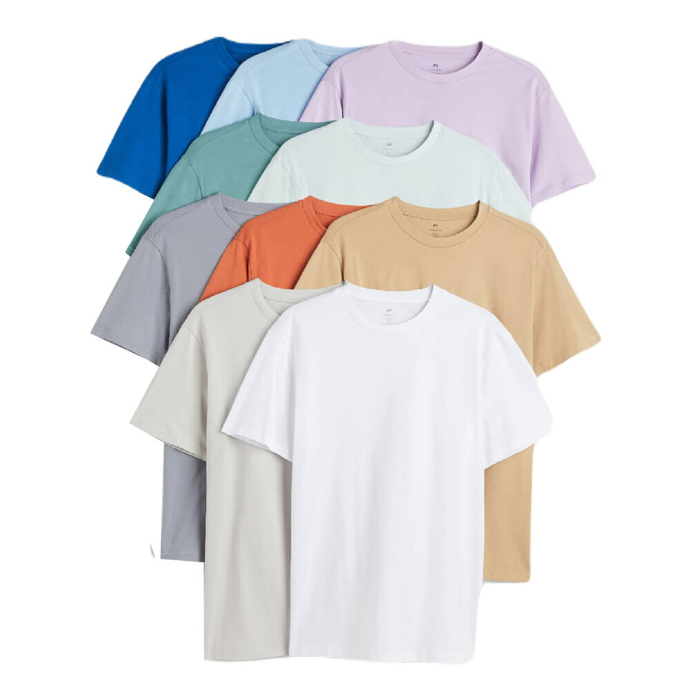 

Комплект футболок H&M Regular Fit Crew-neck, 10 предметов, мультиколор