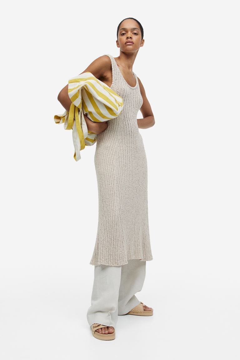 

Холщовая большая сумка H&M, желтый/полосатый