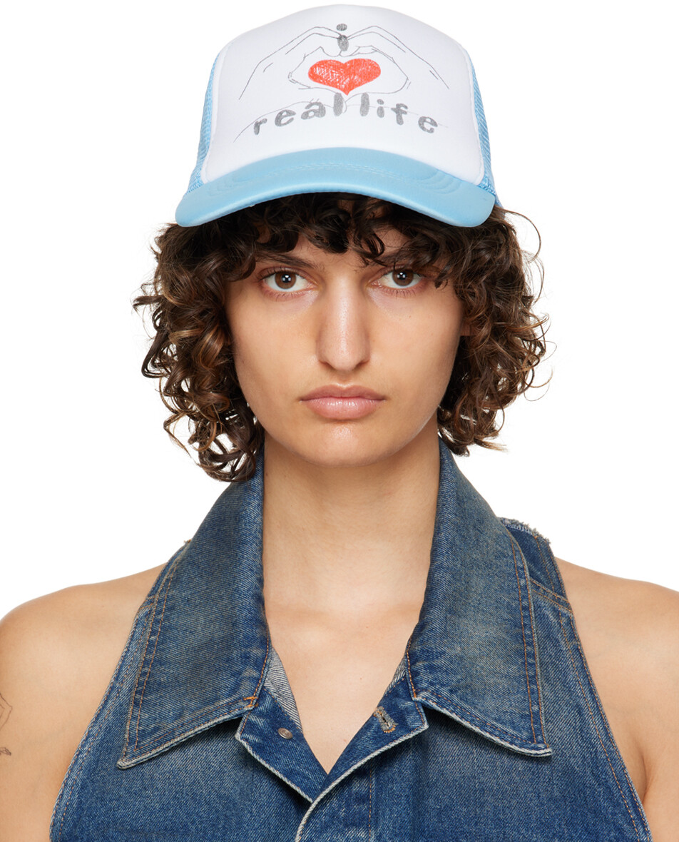 

Эксклюзивная сине-белая кепка SSENSE «I Love Real Life» HOLLYWOOD GIFTS