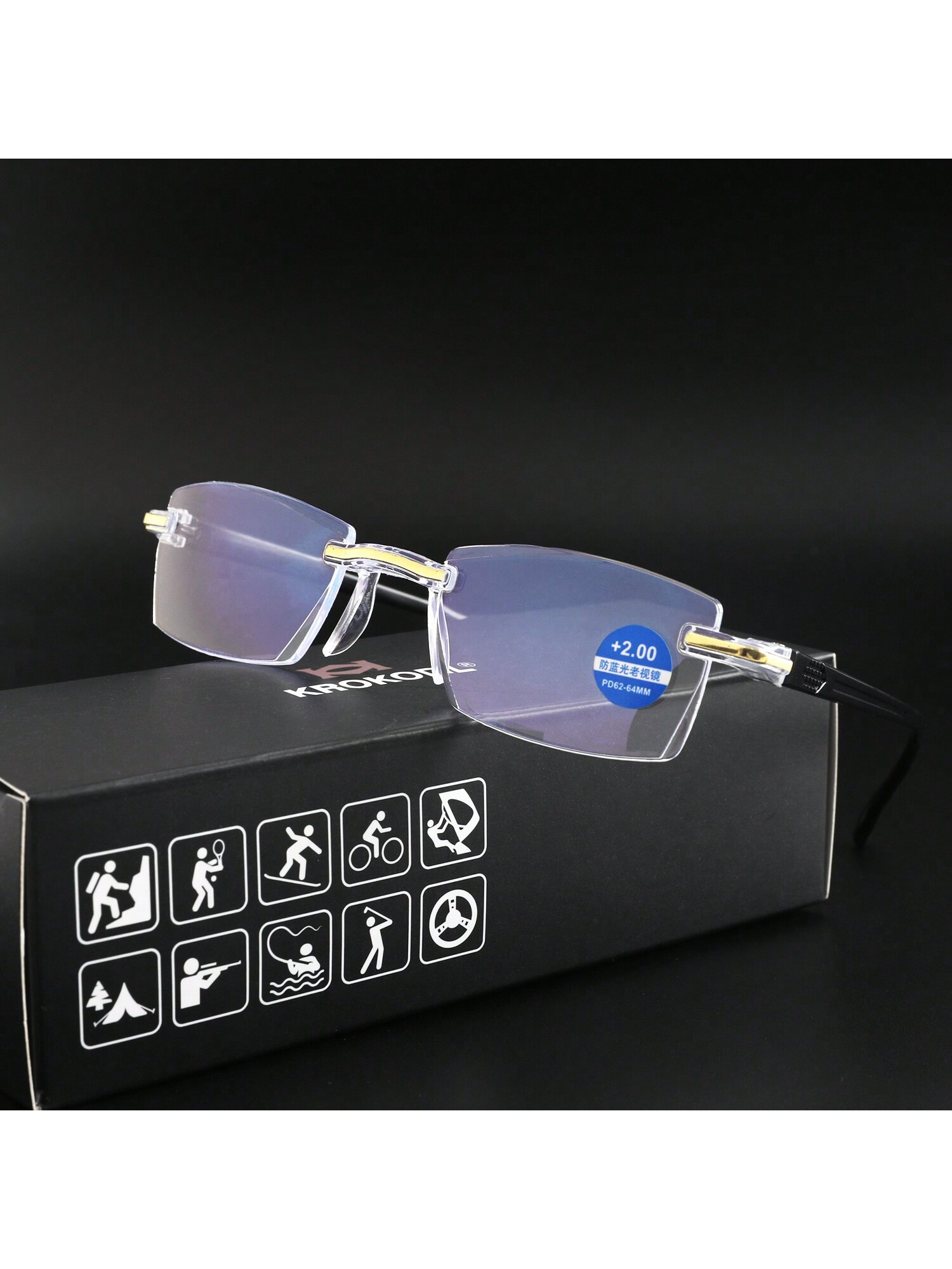 Новые модные безрамные очки с режущей кромкой и защитой от синего света