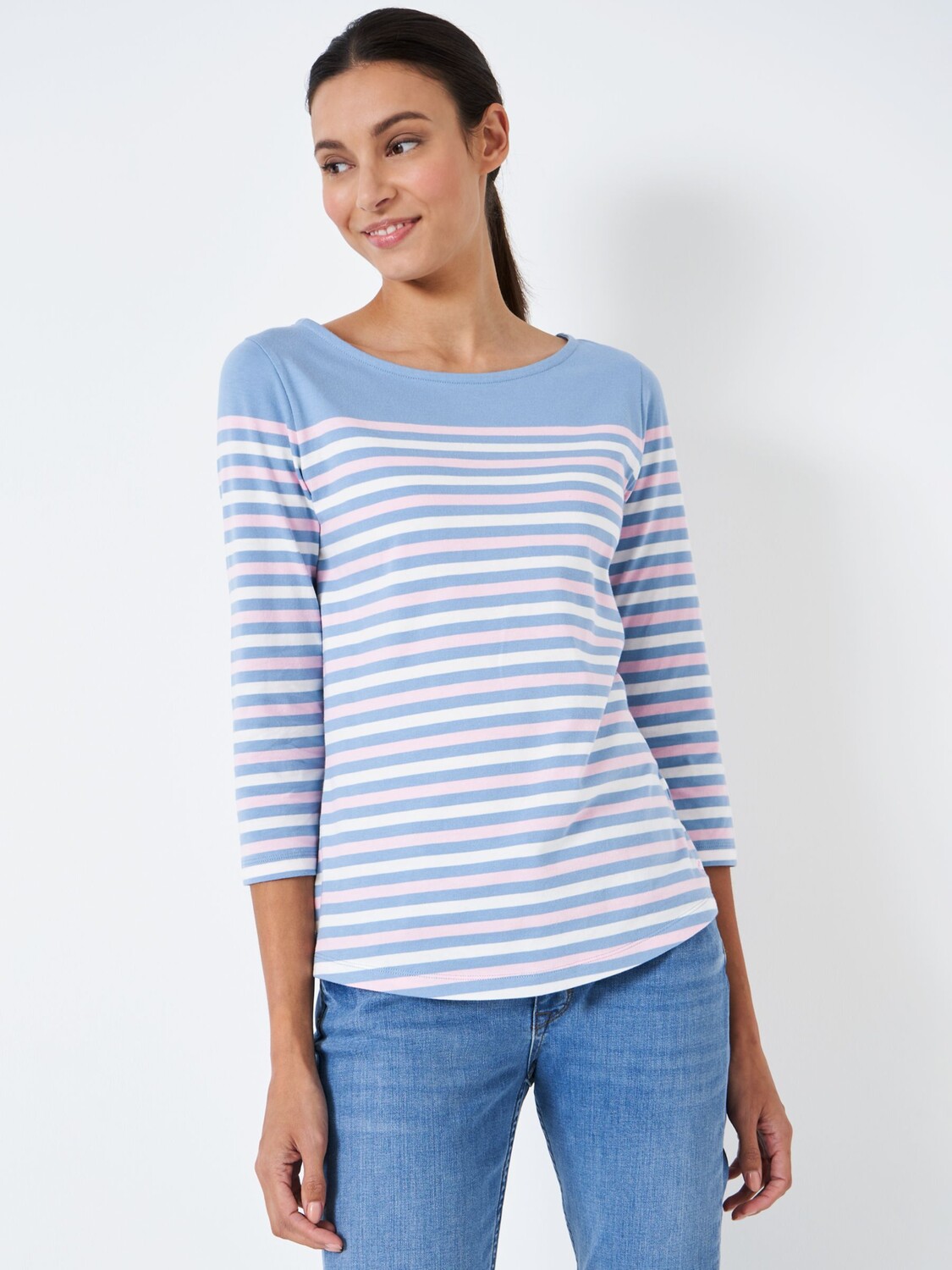

Топ в полоску Crew Clothing Essential Breton, голубой