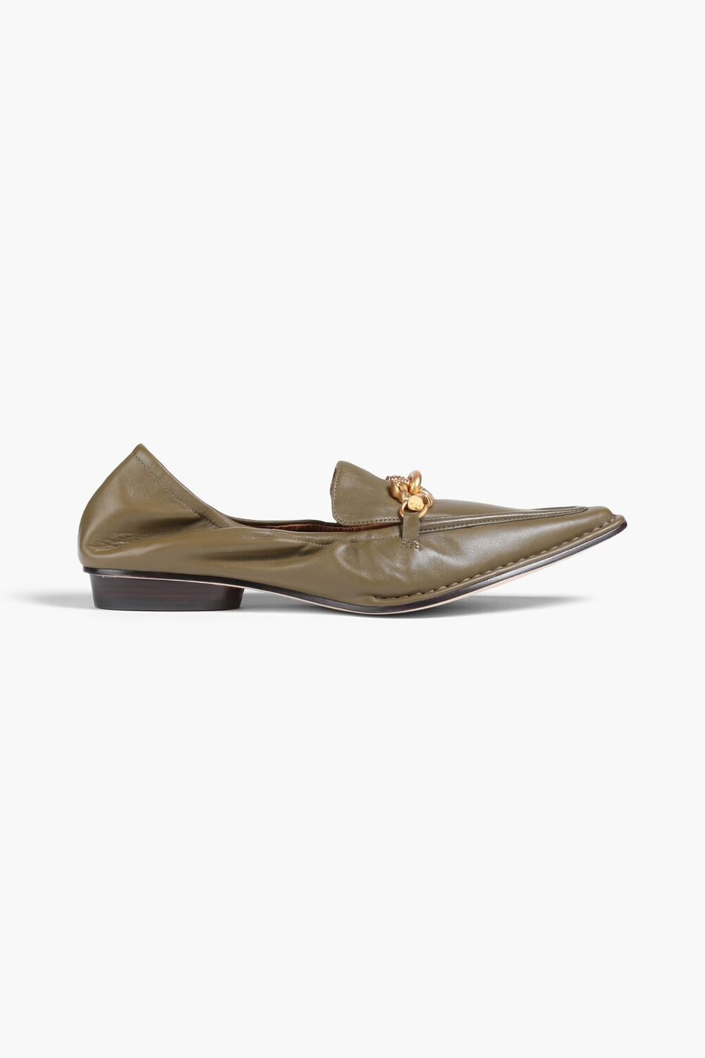 

Кожаные лоферы Jessa с цепочкой Tory Burch, армейский зеленый