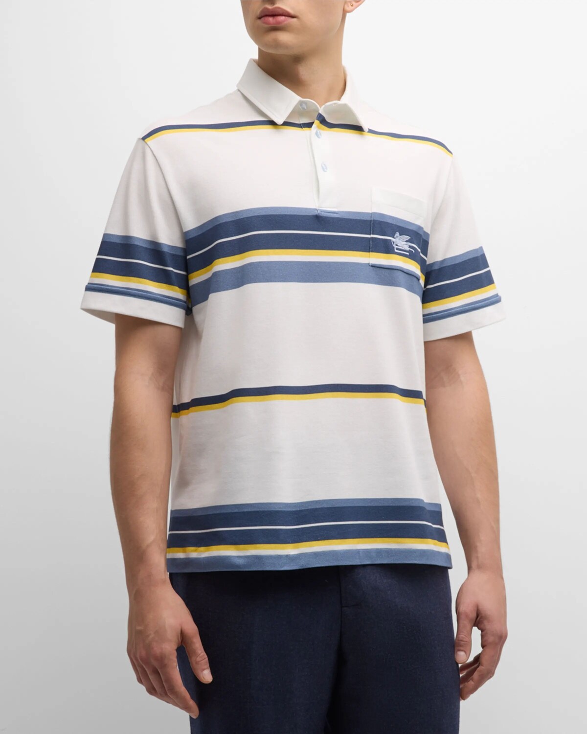 

Мужская рубашка поло из пике в свободную полоску Etro, цвет Stripes