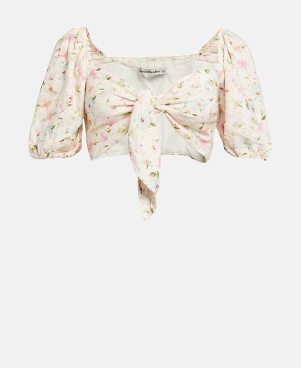 

Льняная блузка Abercrombie & Fitch, розовый