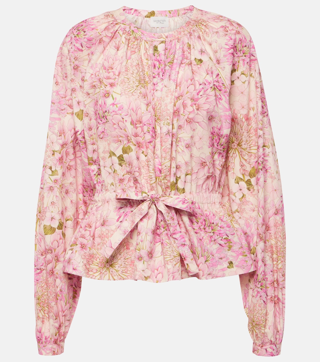 Хлопковая блузка Giambattista Valli, розовый шелковая блузка со сборками с цветочным принтом giambattista valli розовый