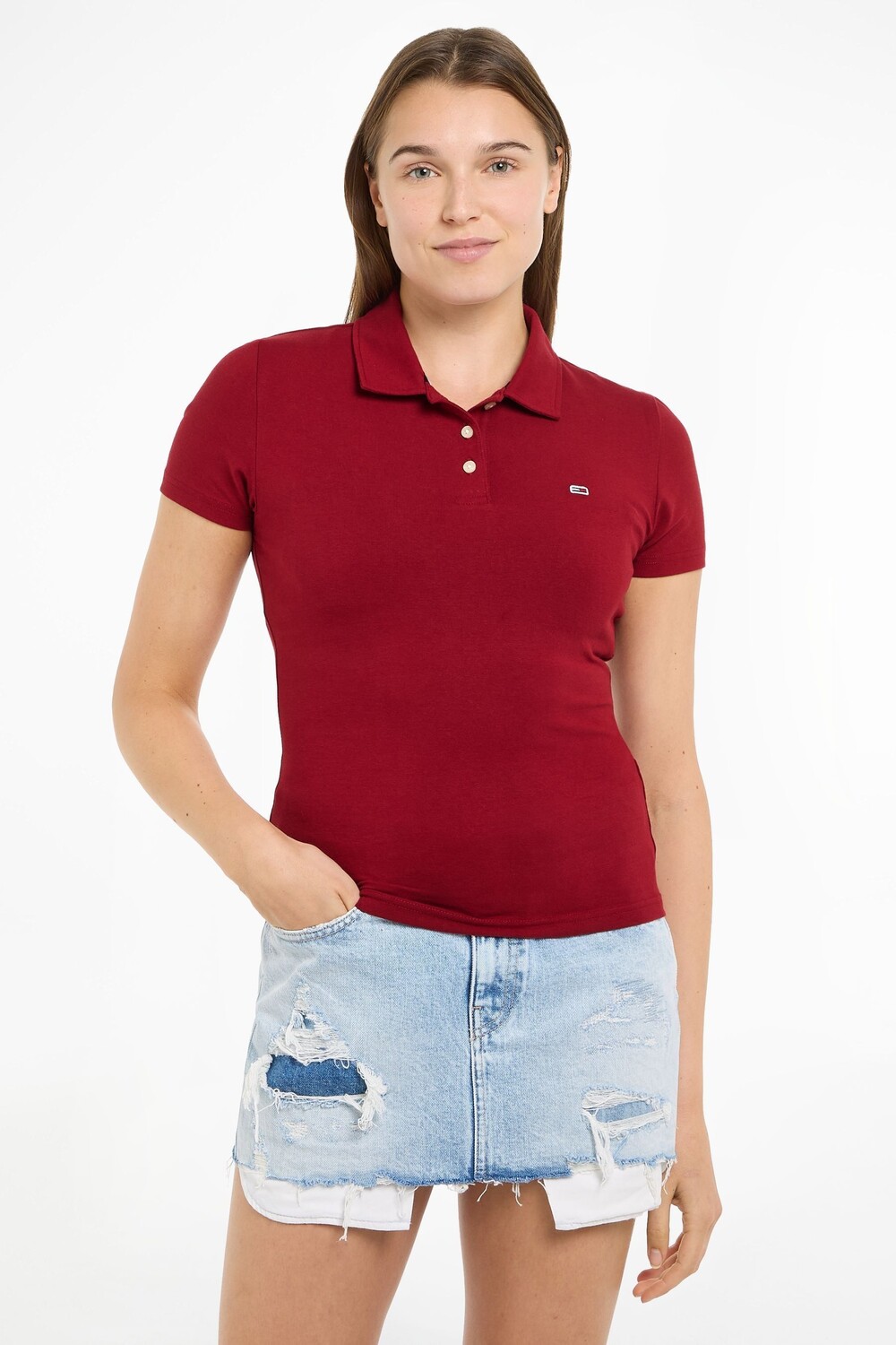 

Рубашка поло узкого кроя Tommy Jeans, красный