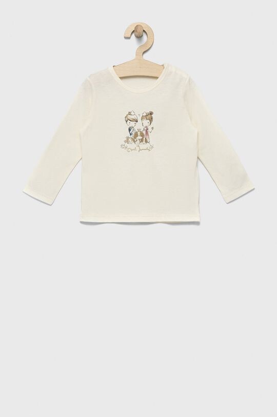 

Детская хлопковая футболка с длинными рукавами United Colors of Benetton, бежевый