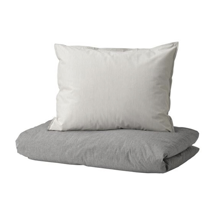 комплект постельного белья ikea nattsvarmare светло серый Комплект постельного белья Ikea Blavinda, 3 предмета, серый