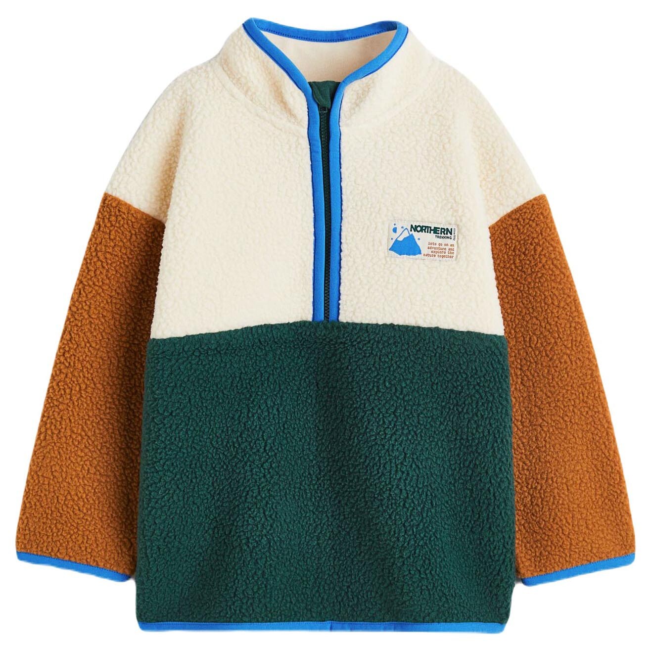 

Куртка H&M Half-zip Fleece Color-block, темно-зеленый