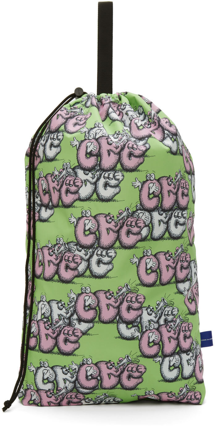 

Зеленая сумка на шнурке с узором KAWS Edition Comme des Garçons Shirt