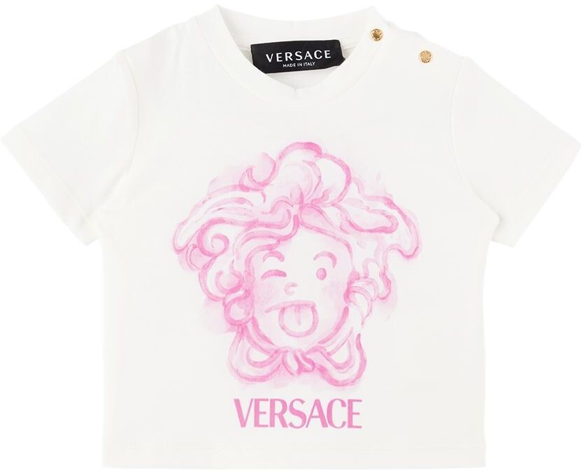 

Белая футболка с изображением медузы для малышей Versace