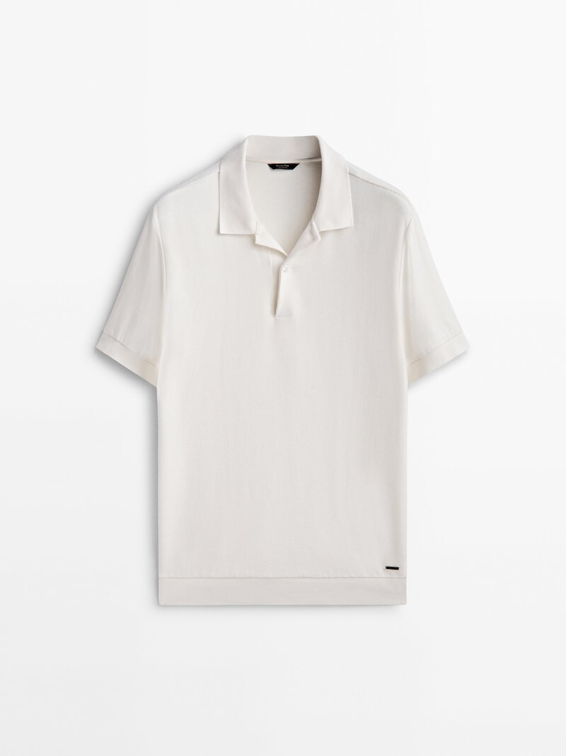 

Текстурированная рубашка-поло с короткими рукавами Massimo Dutti, кремовый