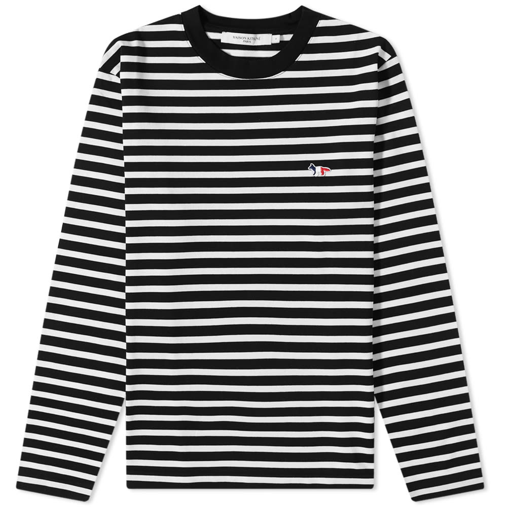 косметичка remember black stripes 23 10 16 см Футболка Maison Kitsuné Long Sleeve Tricolour Fox Stripe Tee