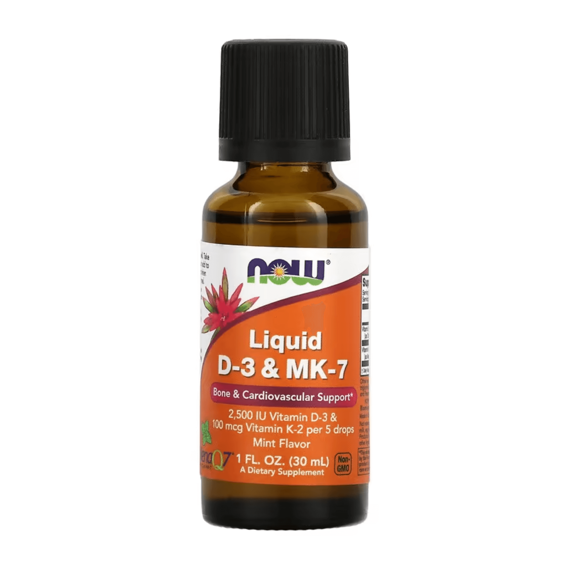 Жидкий витамин D3 и MK-7 NOW Foods, 30 мл childlife органический витамин k2 в каплях натуральный ягодный вкус 5 мкг 7 5 мл 0 25 жидк унции