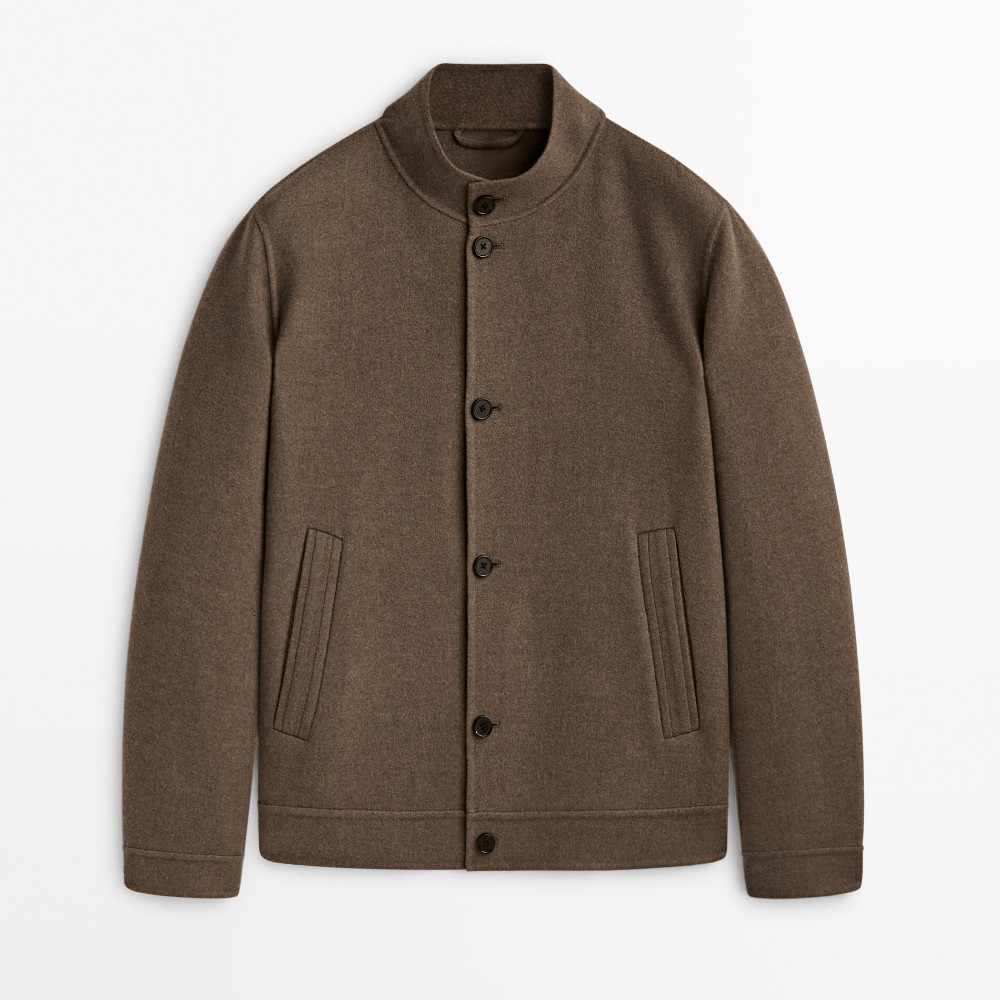 Куртка-рубашка Massimo Dutti Double-faced Wool, бежевый куртка zara wool double faced тёмно синий