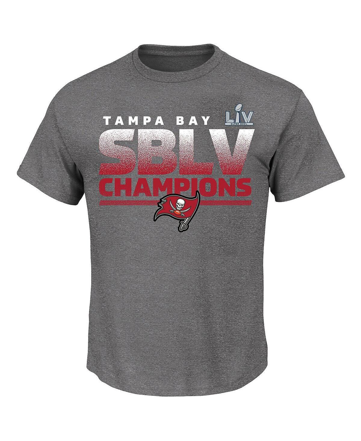 

Мужская футболка tampa bay buccaneers super bowl lv champions big and tall kickoff в меланжевом цвете серого цвета Fanatics, мульти