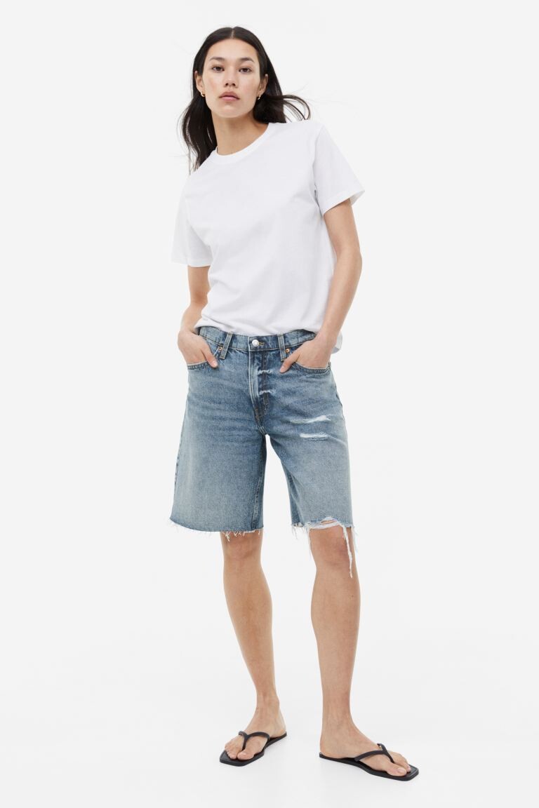 

Шорты-бермуды с заниженной талией H&M, джинсовый синий