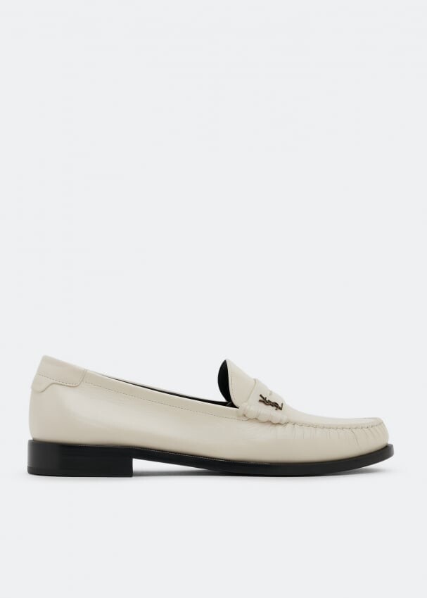 

Лоферы SAINT LAURENT Monogram leather loafers, белый