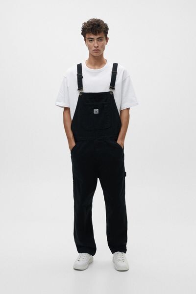 

Длинный черный джинсовый комбинезон PULL&BEAR