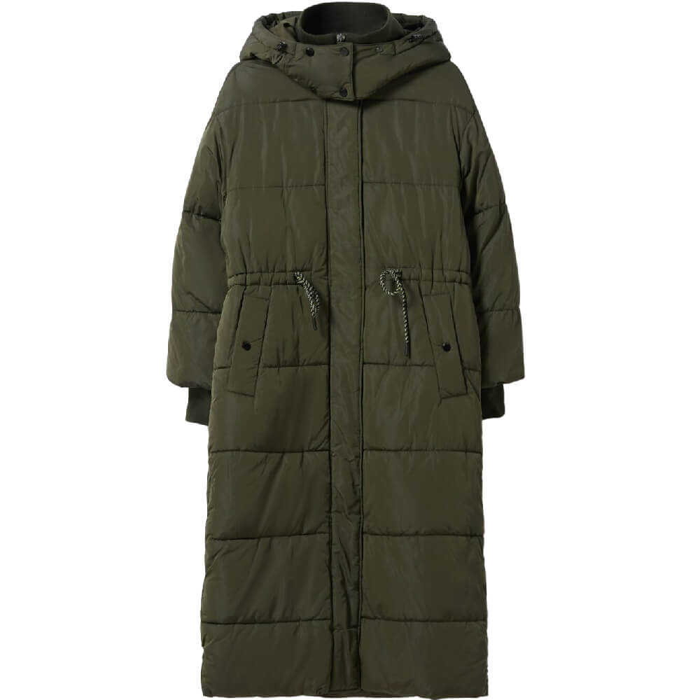 

Куртка-пальто Bershka Long Puffer, хаки